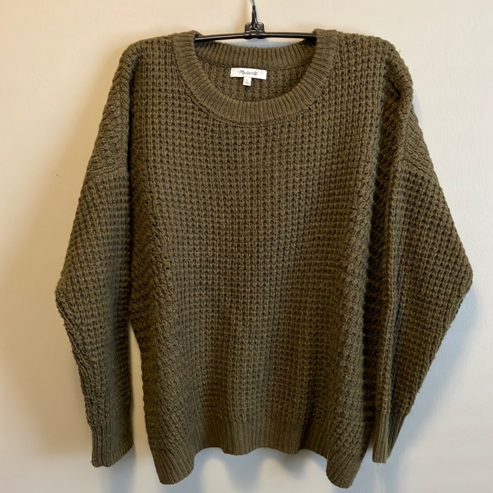 Madewell Stitchmix Pullover Sweater Dark Olive - like new